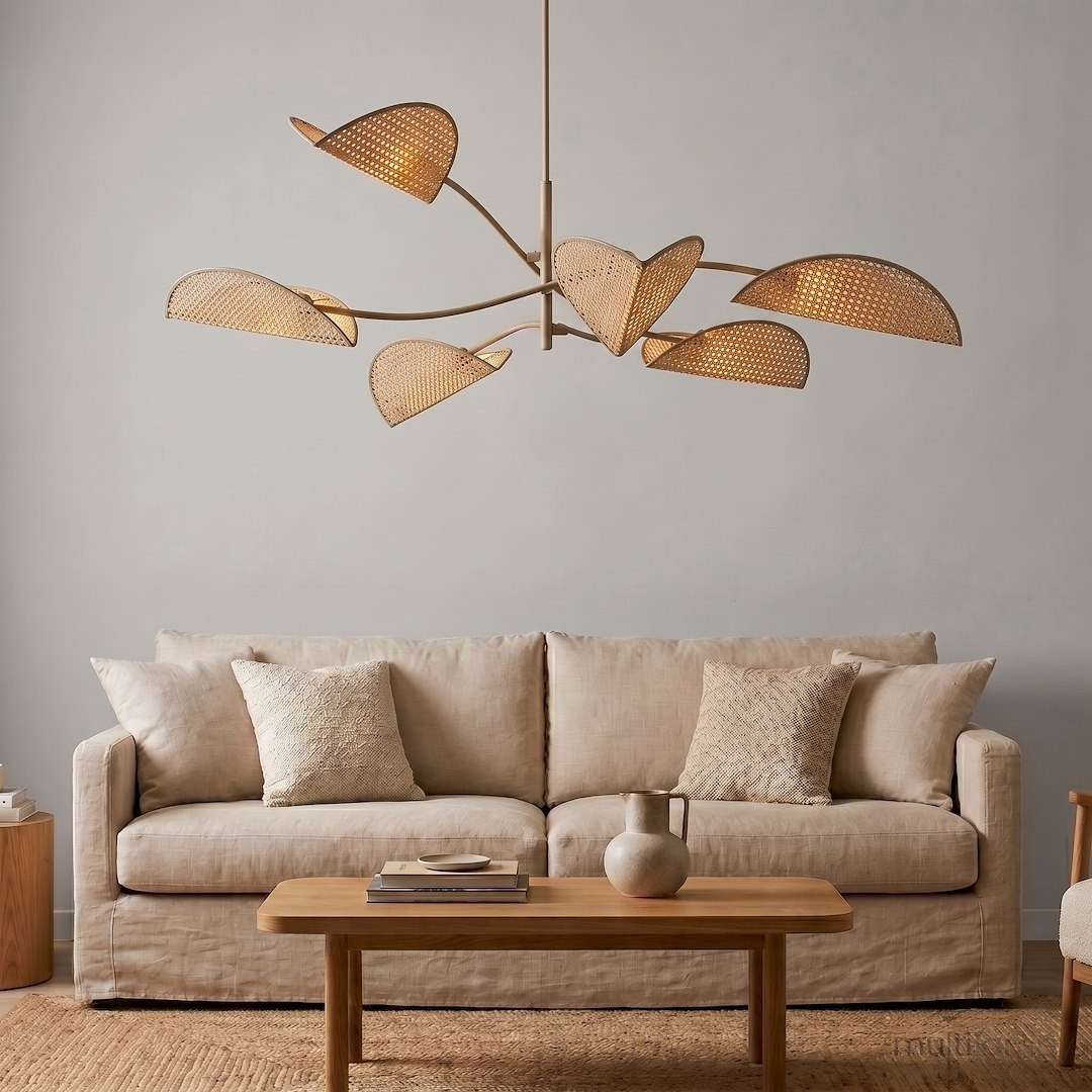 Lotus lampa sufitowa 6xE14 mokka/rattan 1792/6