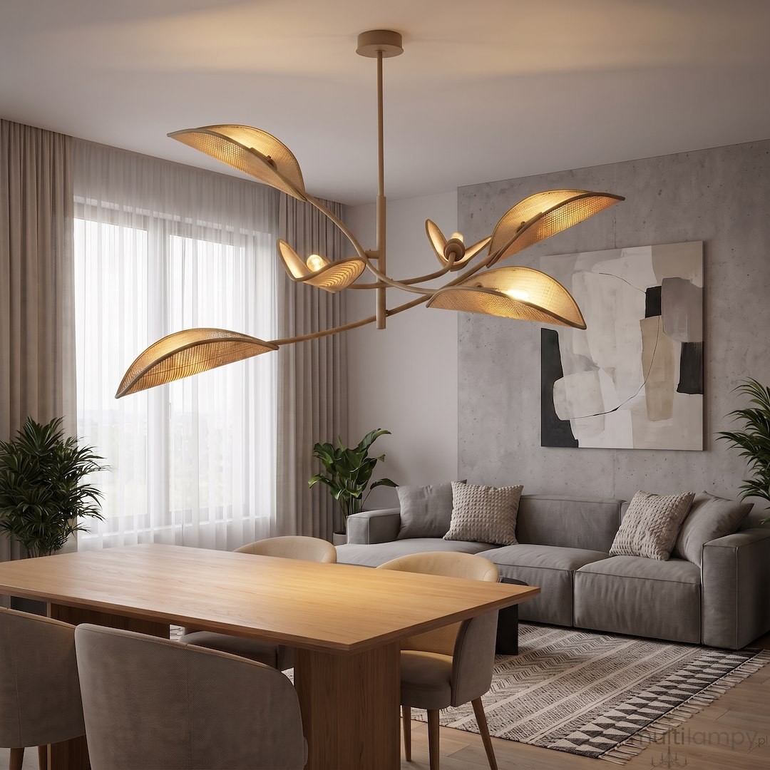 Lotus lampa sufitowa 6xE14 mokka/rattan 1792/6