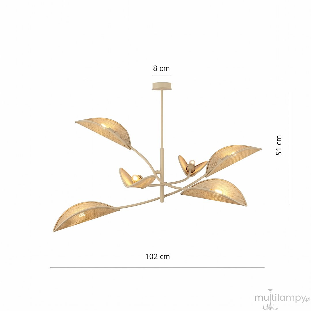 Lotus lampa sufitowa 6xE14 mokka/rattan 1792/6