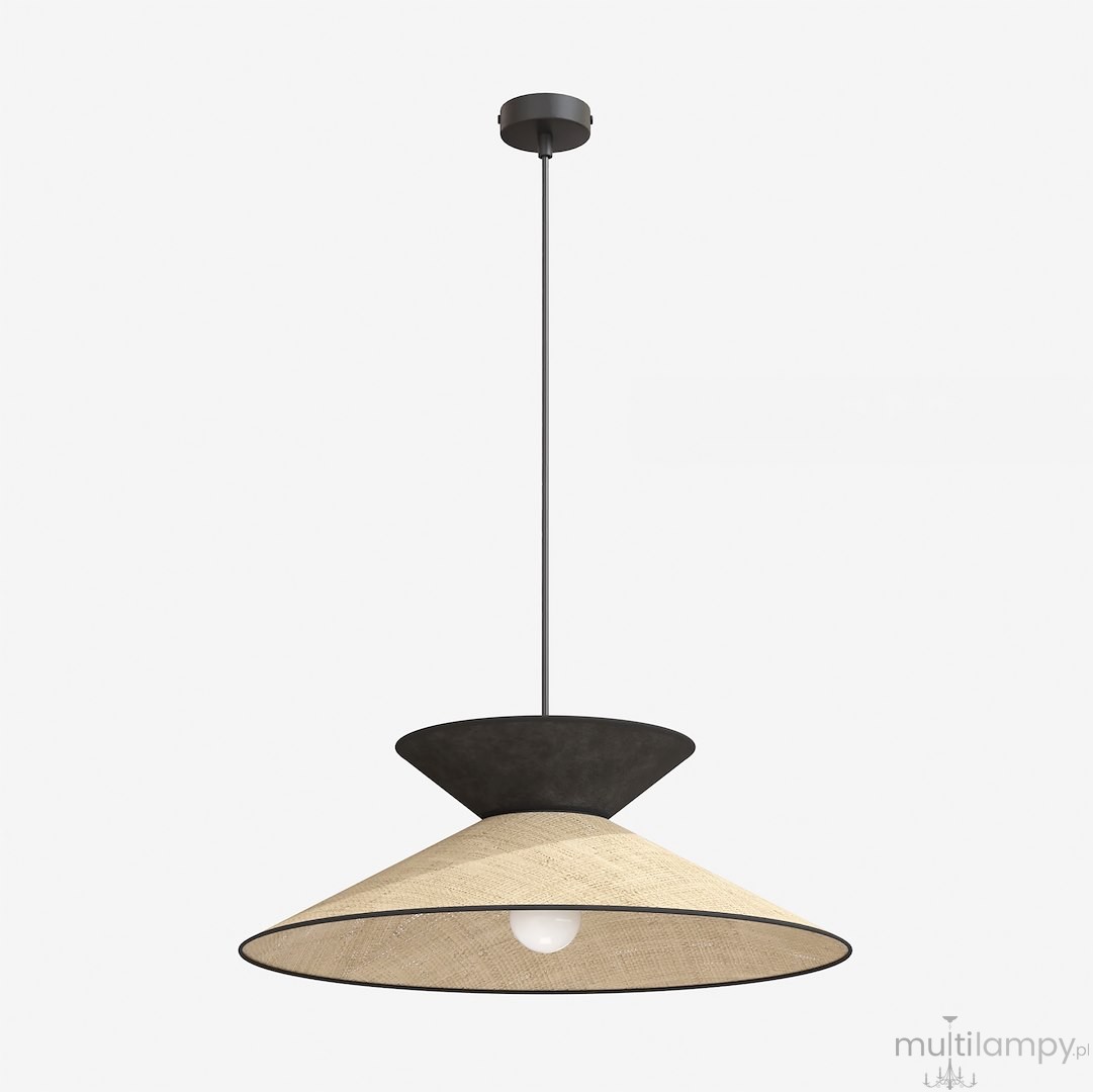 Softa lampa wisząca 1xE27 czarna/rattan 1768/1