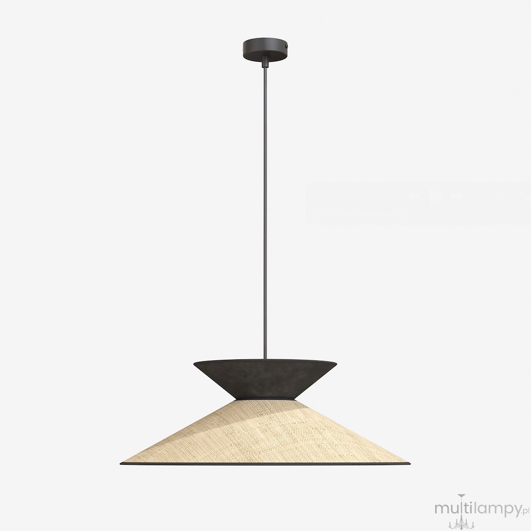 Softa lampa wisząca 1xE27 czarna/rattan 1768/1