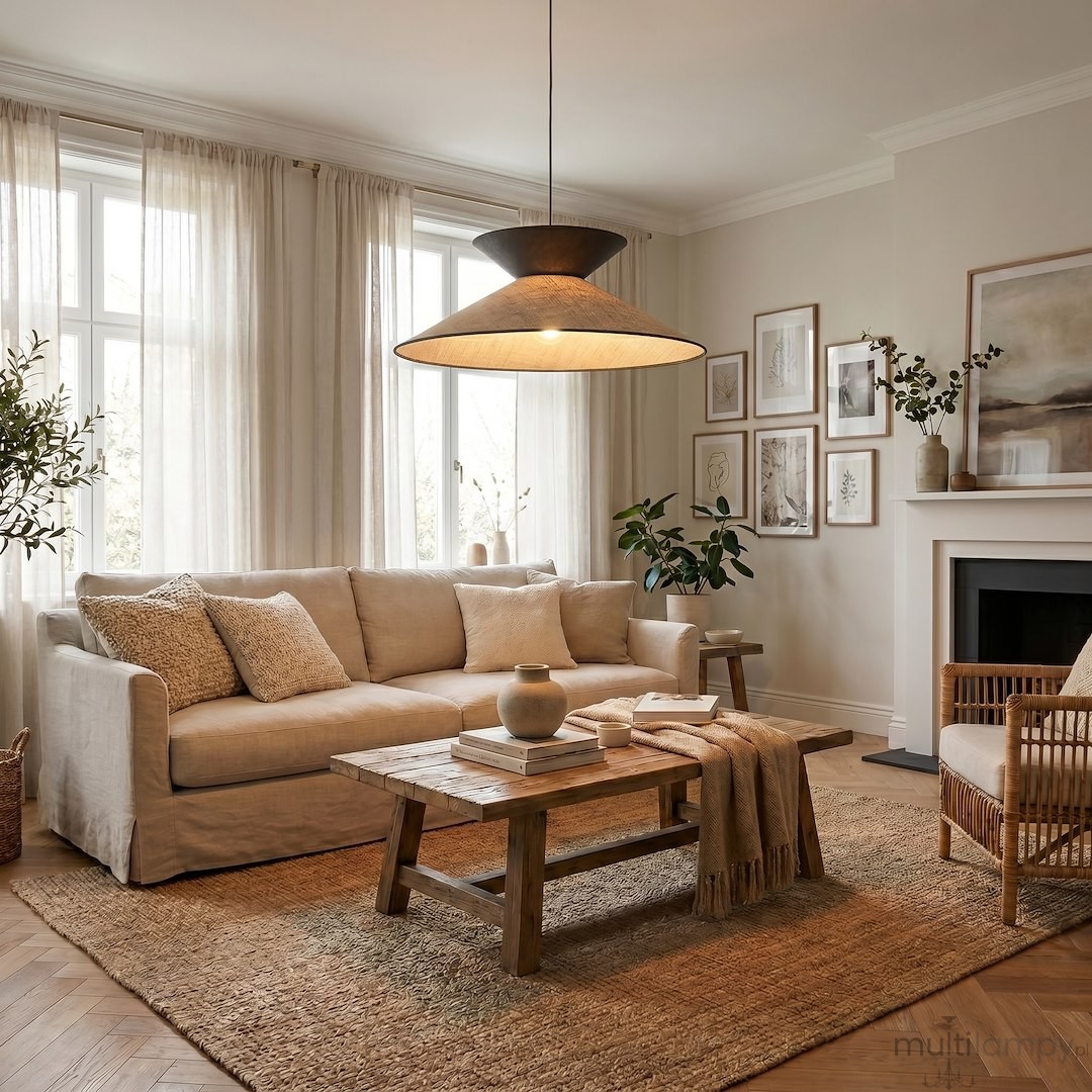 Softa lampa wisząca 1xE27 czarna/rattan 1768/1
