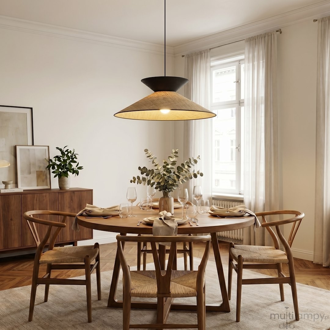Softa lampa wisząca 1xE27 czarna/rattan 1768/1
