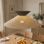 Softa lampa wisząca 1xE27 czarna/rattan 1768/1
