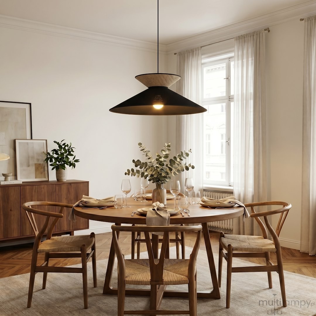 Softa lampa wisząca 1xE27 czarna/rattan 1770/1