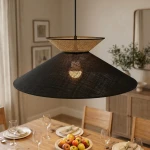 Softa lampa wisząca 1xE27 czarna/rattan 1770/1