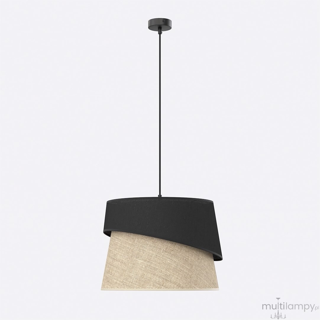 Canva lampa wisząca 1xE27 czarna/rattan 1709/1