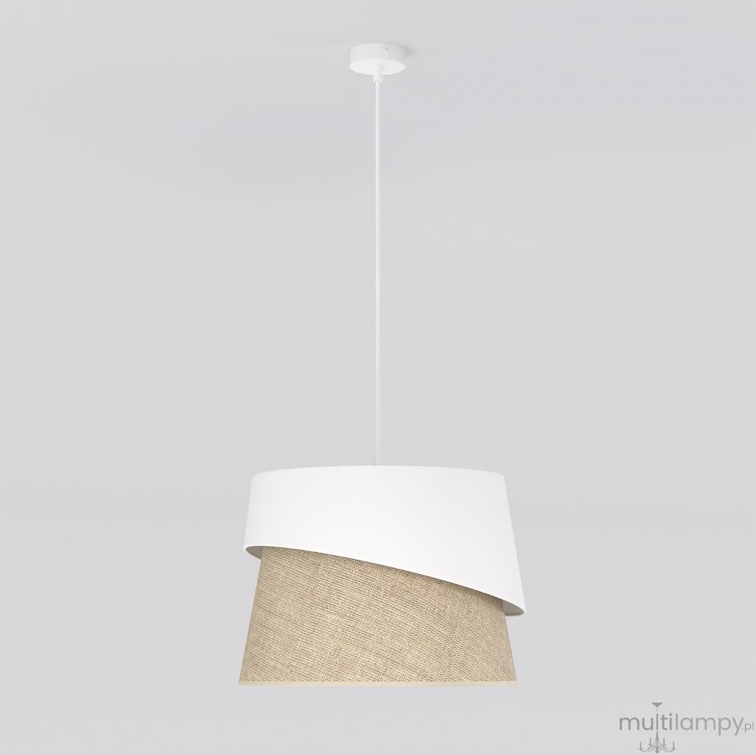 Canva lampa wisząca 1xE27 biała/rattan 1711/1