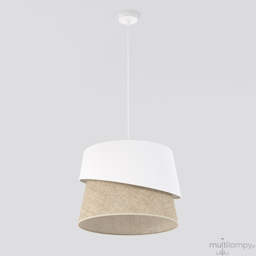 Canva lampa wisząca 1xE27 biała/rattan 1711/1