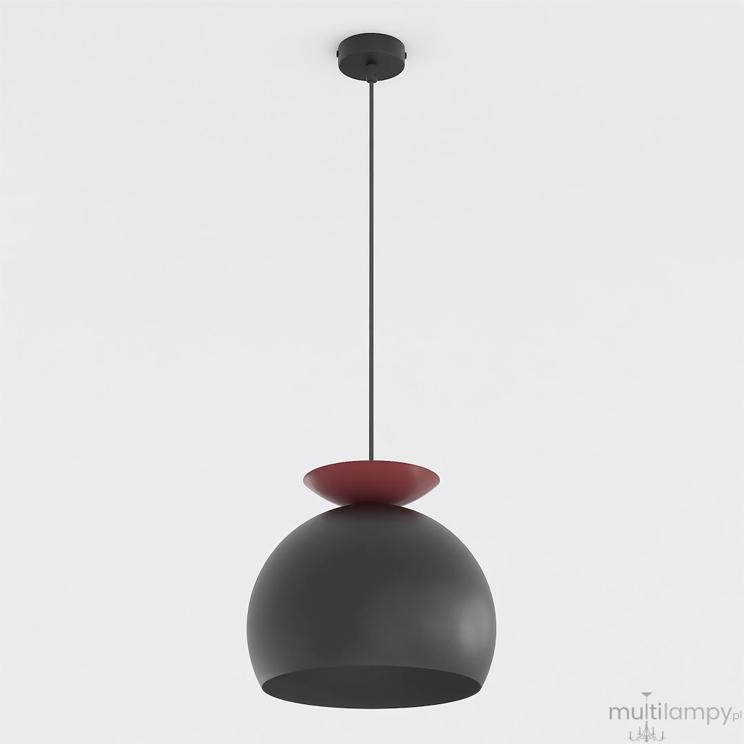 Geo lampa wisząca 1xE27 czarna/burgund 1752/1