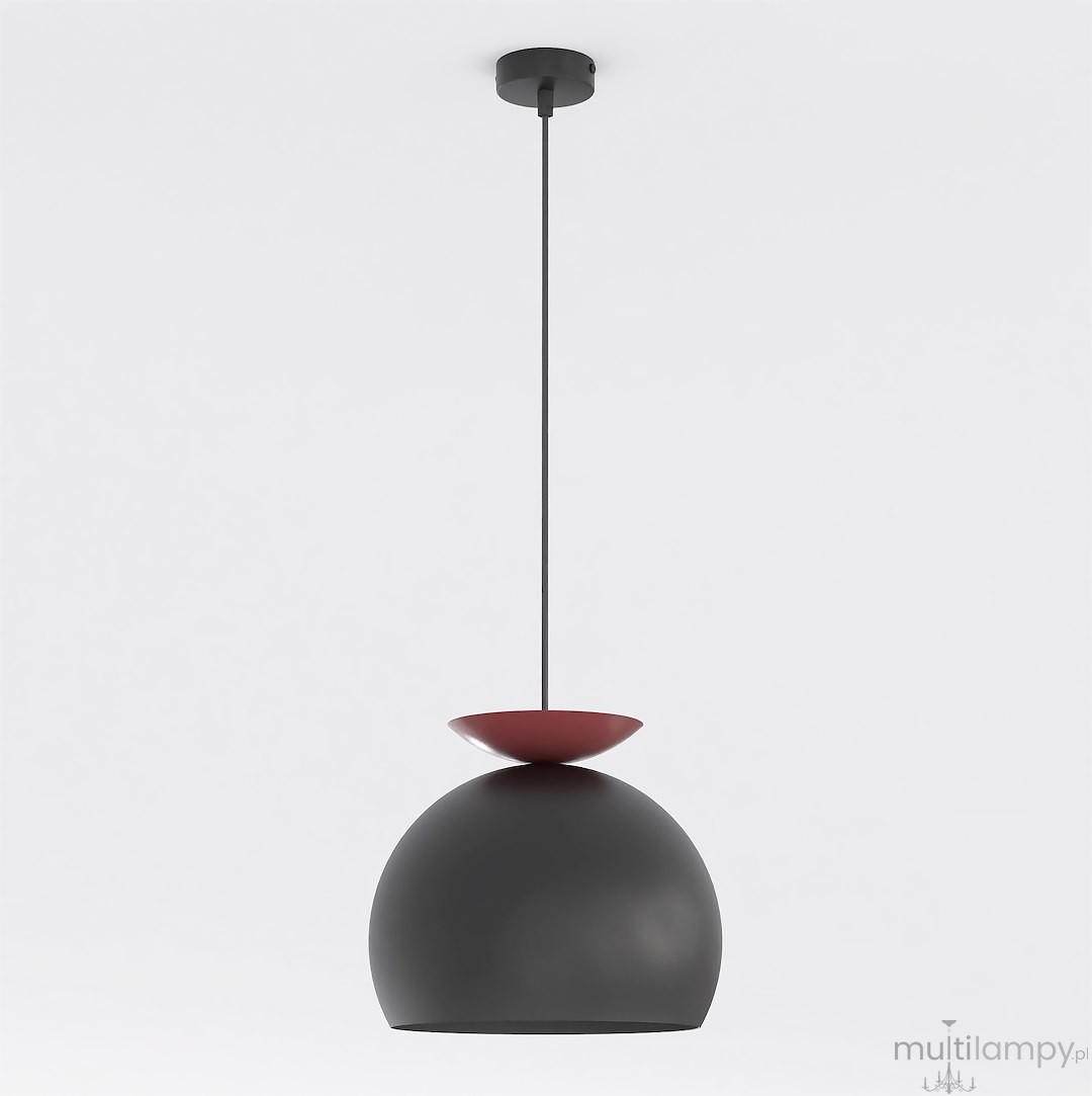 Geo lampa wisząca 1xE27 czarna/burgund 1752/1