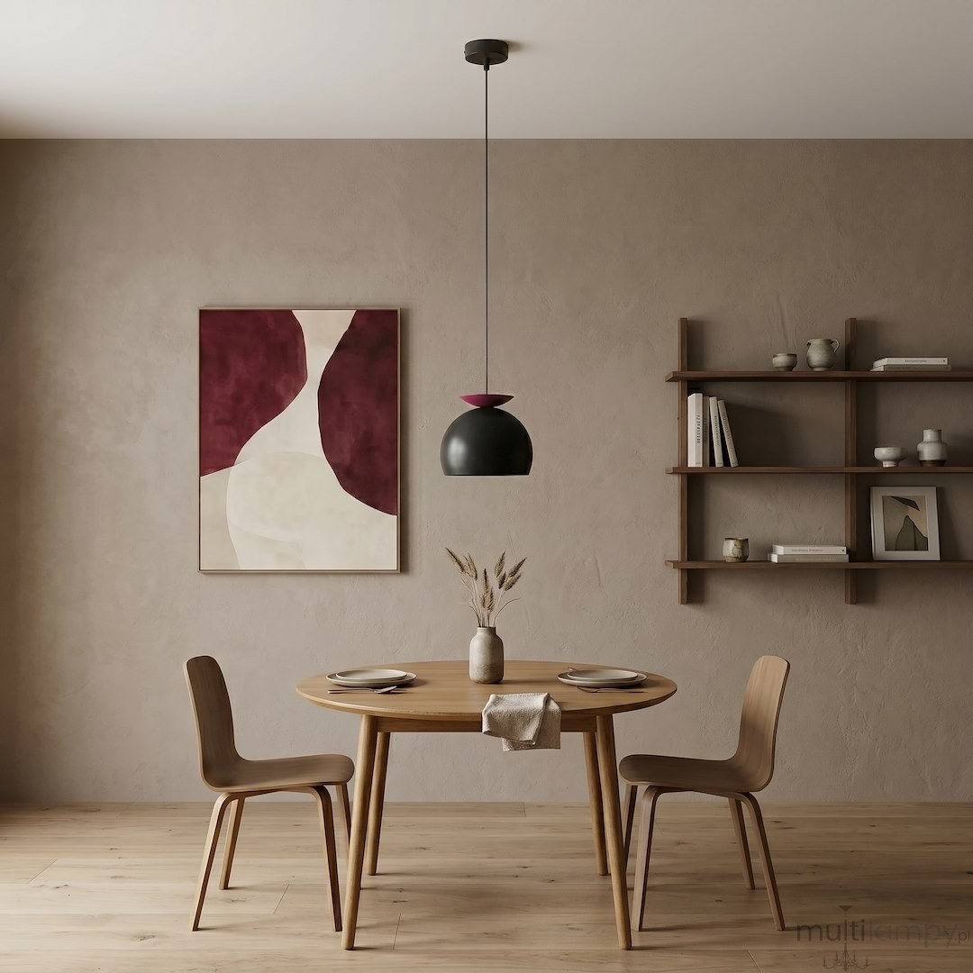 Geo lampa wisząca 1xE27 czarna/burgund 1752/1