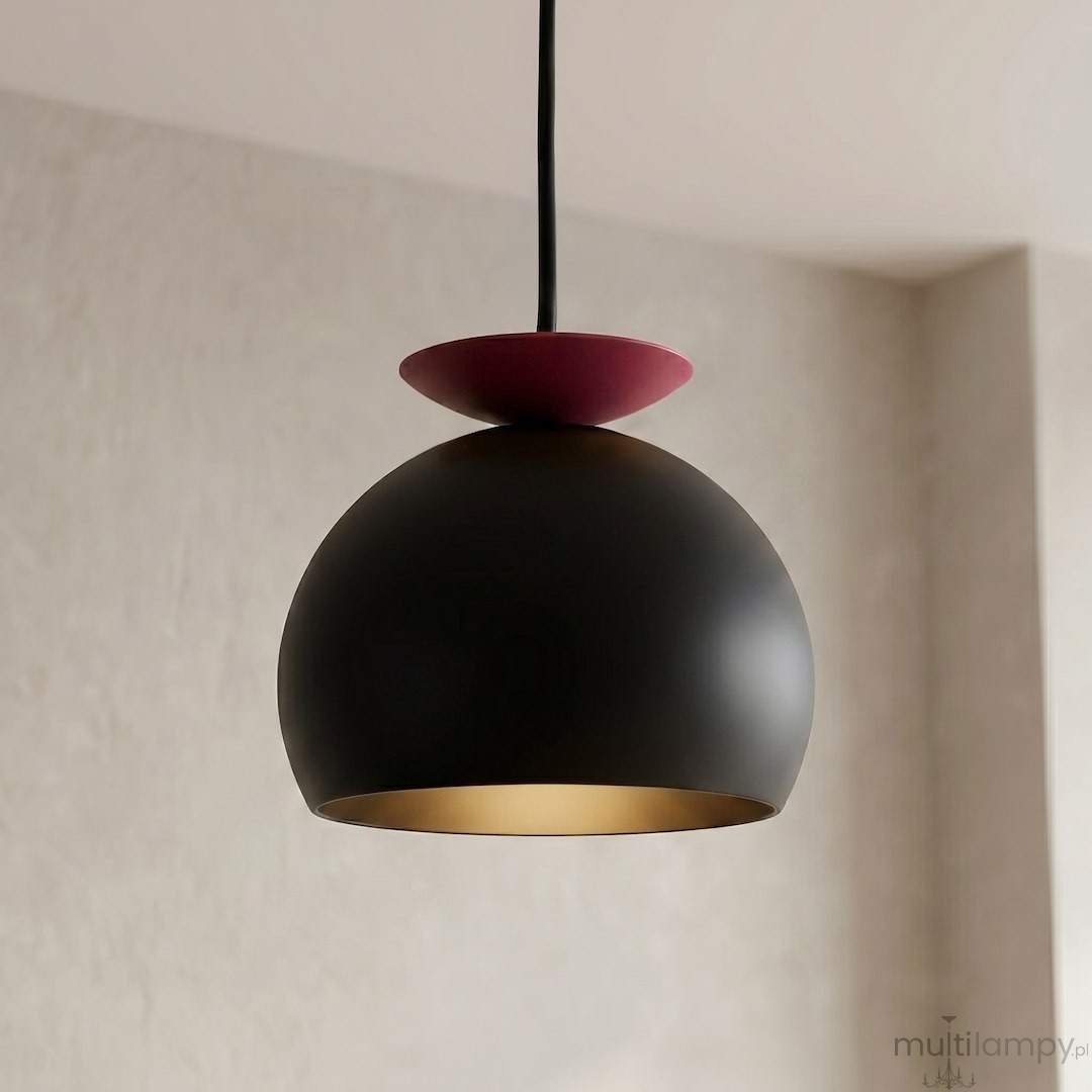 Geo lampa wisząca 1xE27 czarna/burgund 1752/1