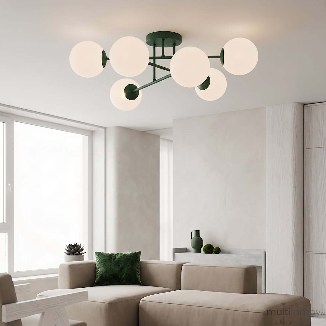 Roma lampa sufitowa 6xE14 zielona oliwka/biały 1847/6