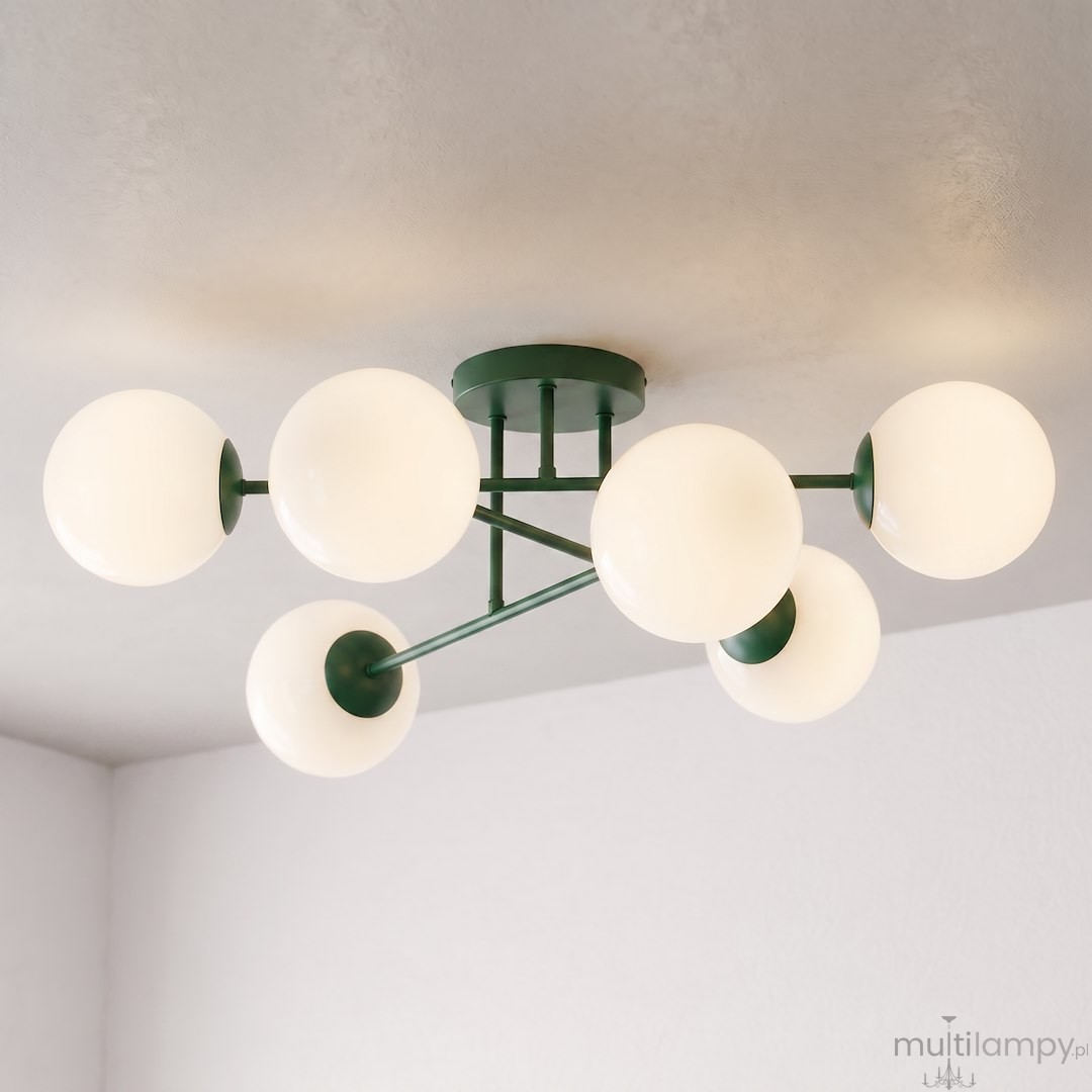 Roma lampa sufitowa 6xE14 zielona oliwka/biały 1847/6
