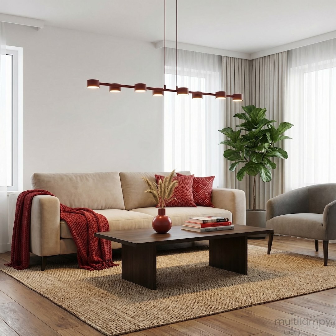 Megara lampa wisząca 8xGX53 burgund 1706/8