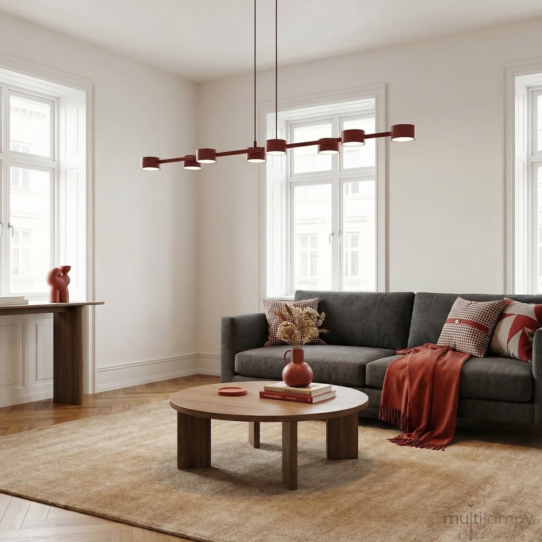 Megara lampa wisząca 8xGX53 burgund 1706/8