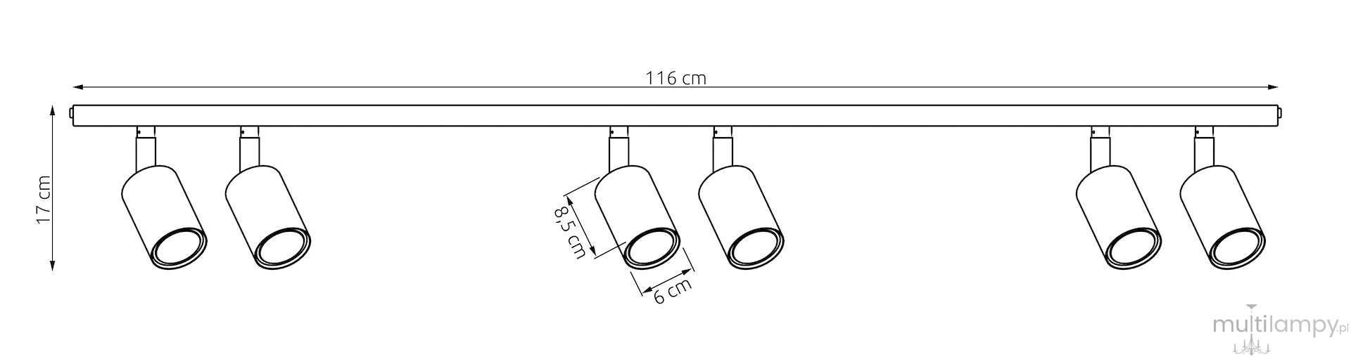 Flash lampa sufitowa (spot) 6xGU10 koral 1837/6