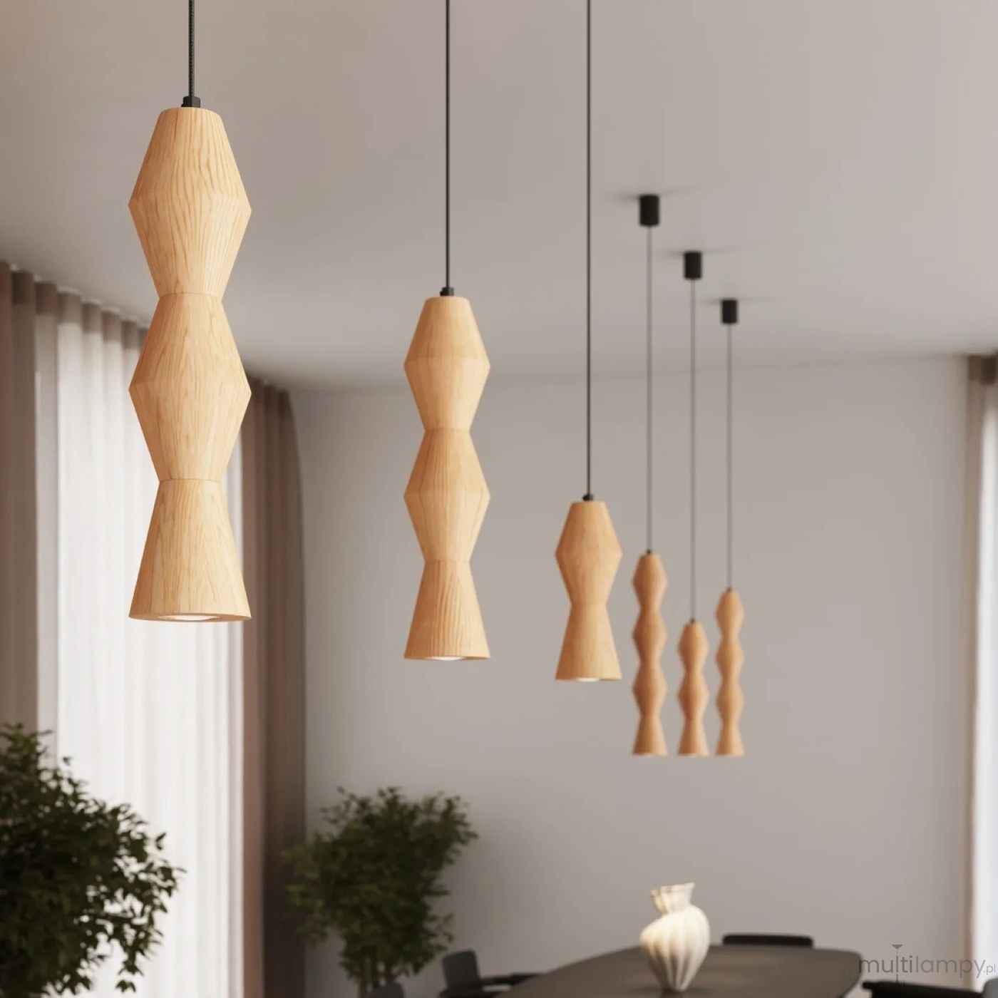Kubbe lampa wisząca GU10 czarna jasne drewno SL.2027