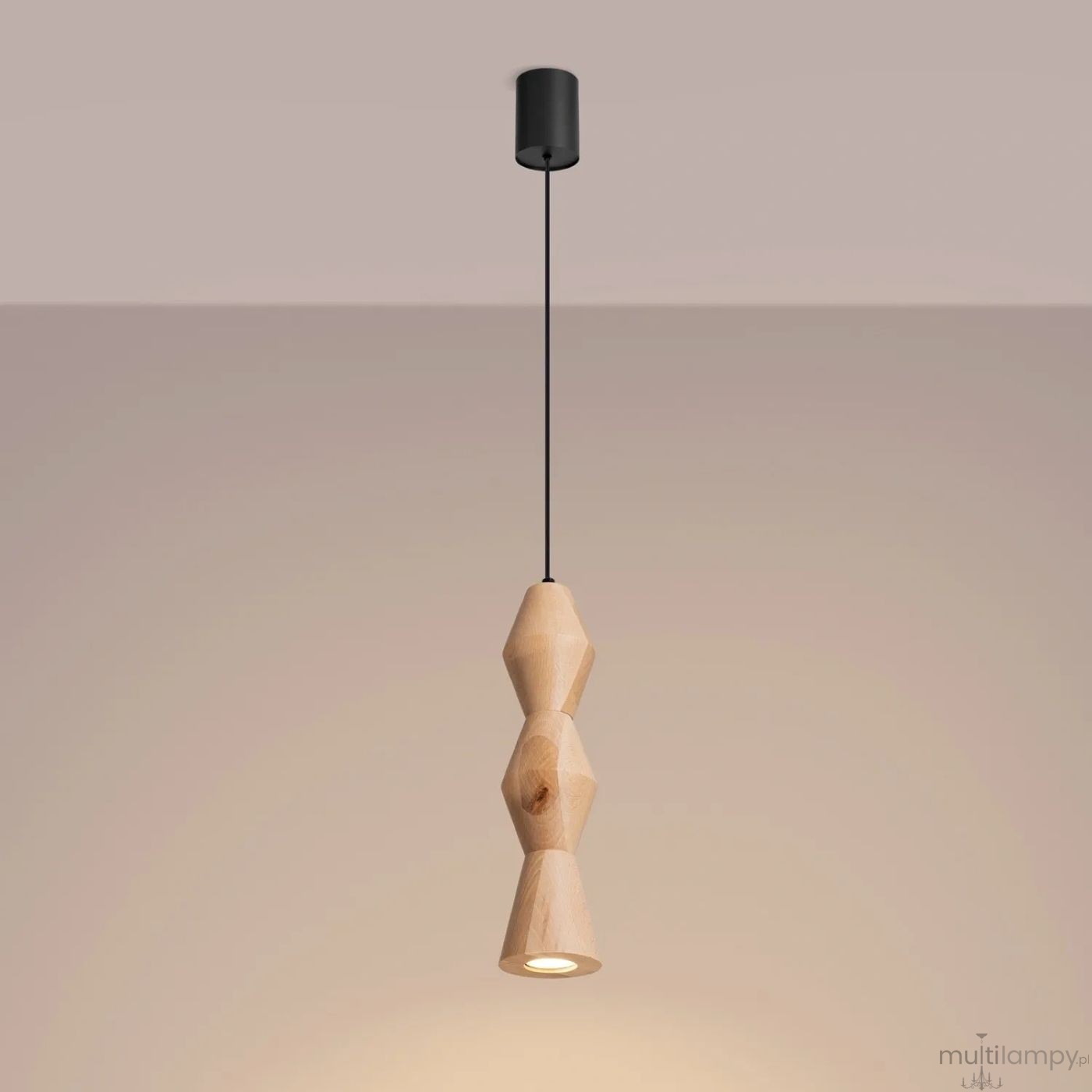 Kubbe lampa wisząca GU10 czarna jasne drewno SL.2028