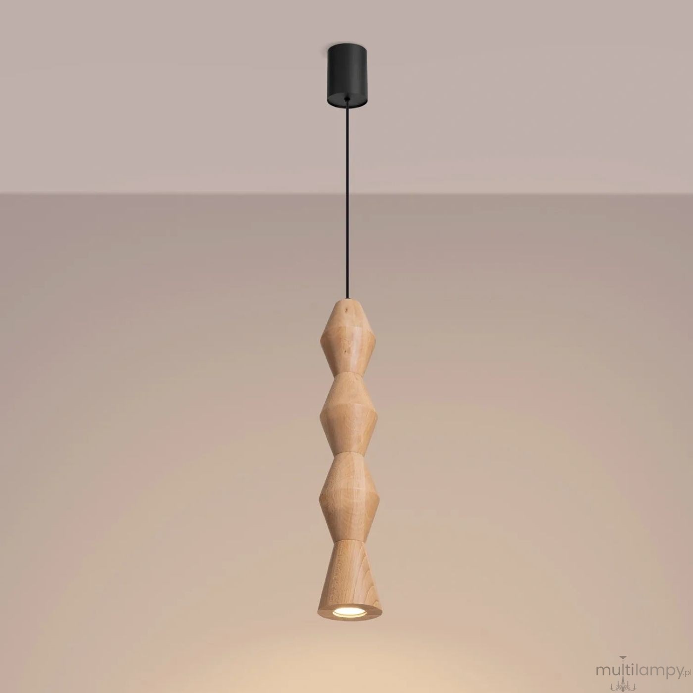 Kubbe lampa wisząca GU10 czarna jasne drewno SL.2029