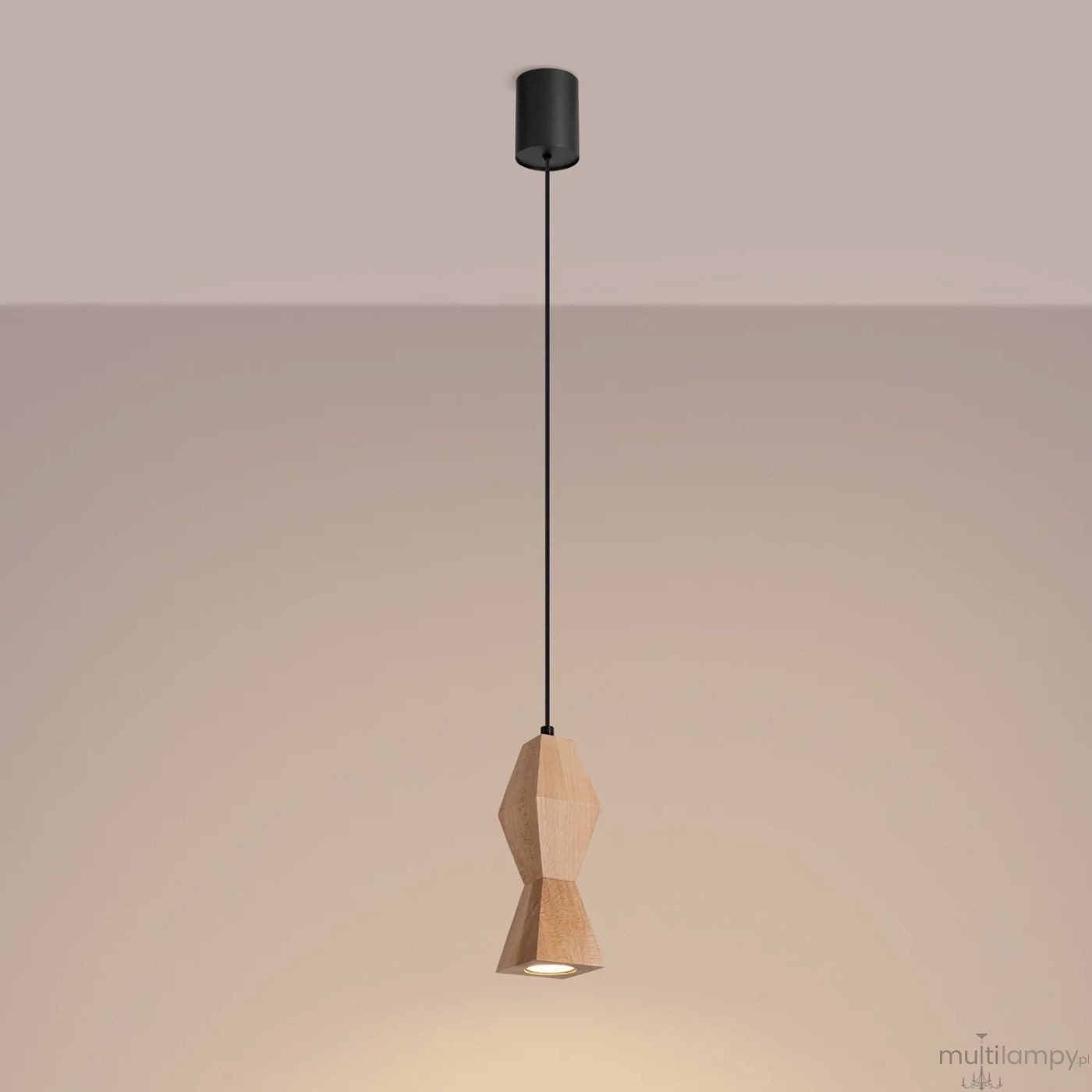 Kubbe lampa wisząca GU10 czarna jasne drewno SL.2030