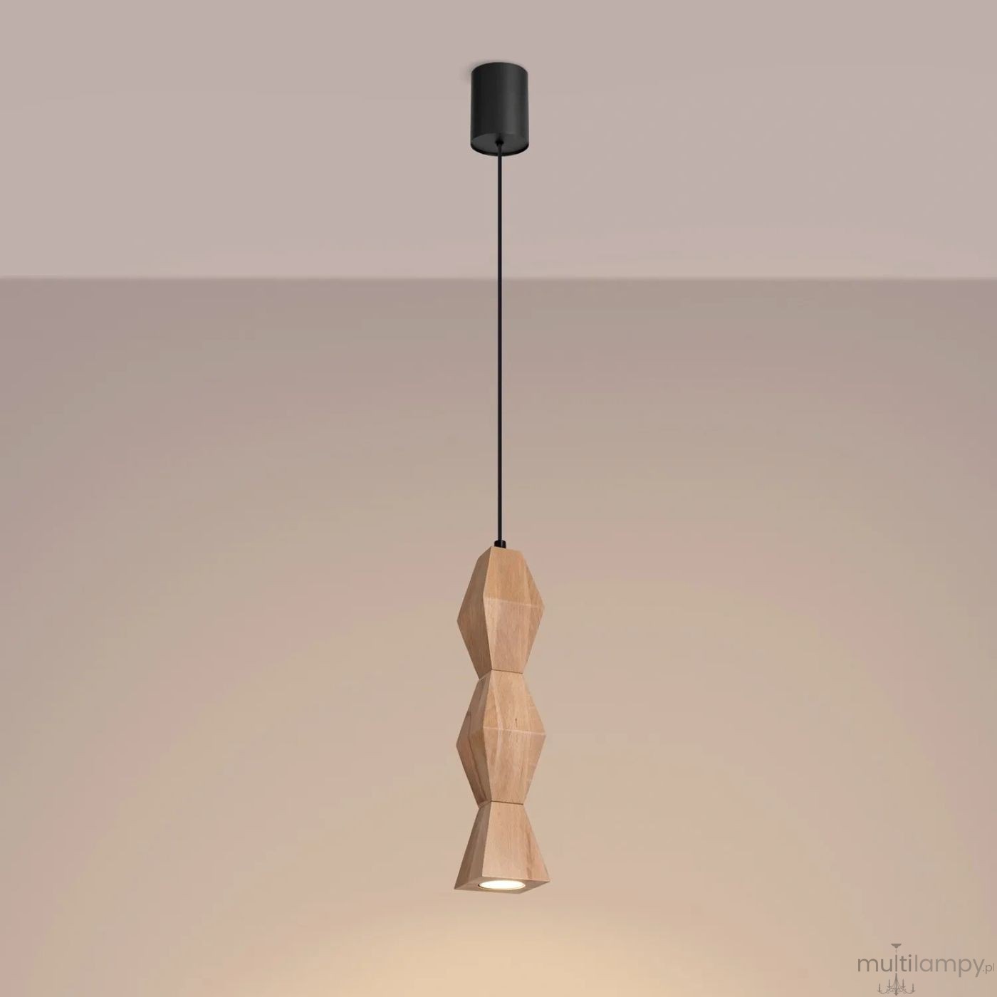 Kubbe lampa wisząca GU10 czarna jasne drewno SL.2031