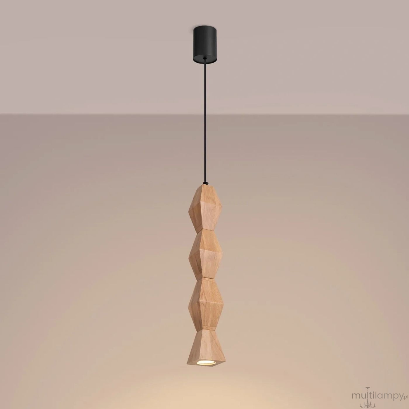 Kubbe lampa wisząca GU10 czarna jasne drewno SL.2032