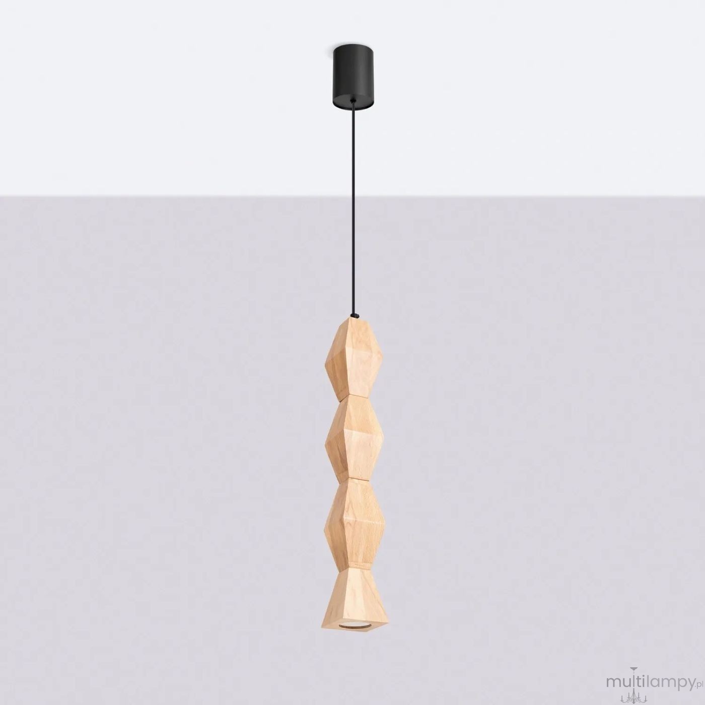 Kubbe lampa wisząca GU10 czarna jasne drewno SL.2032