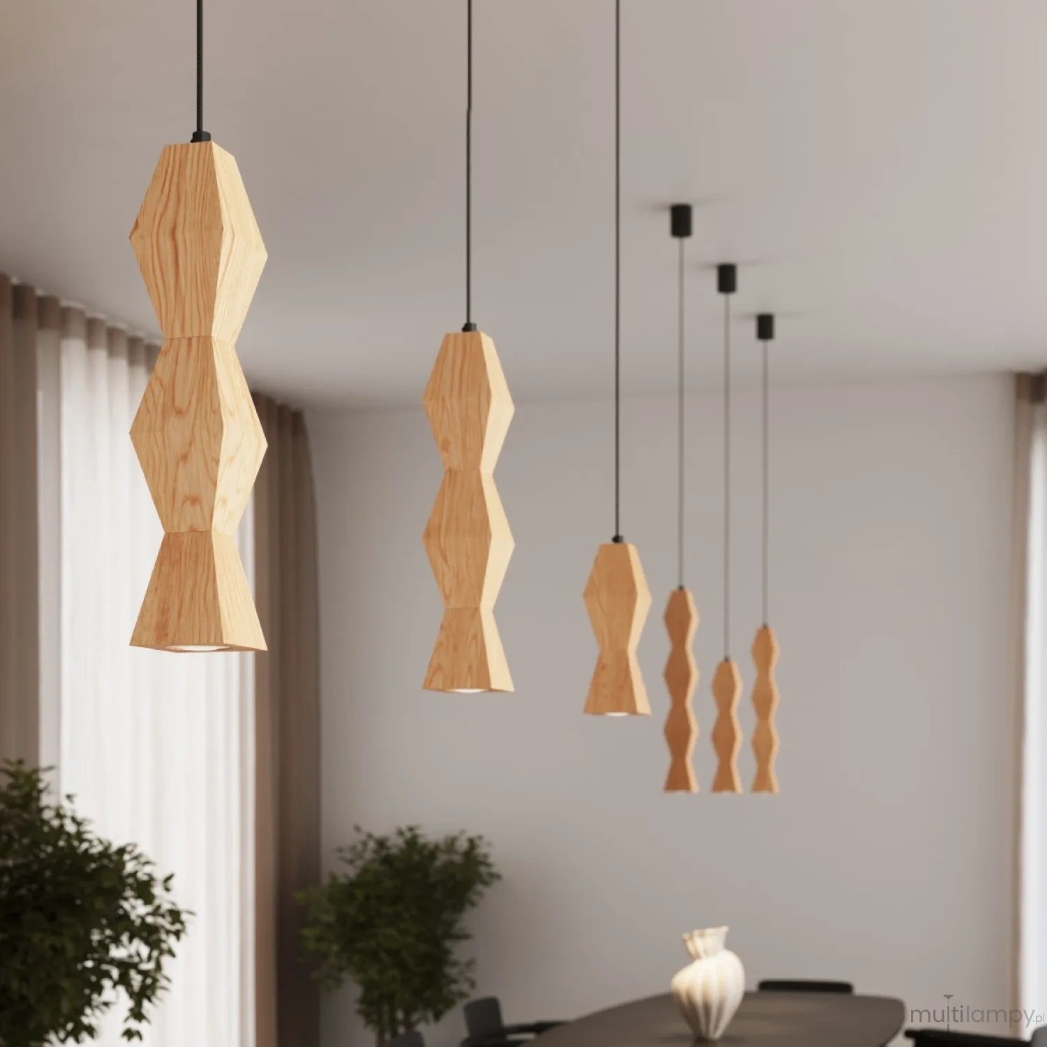 Kubbe lampa wisząca GU10 czarna jasne drewno SL.2032