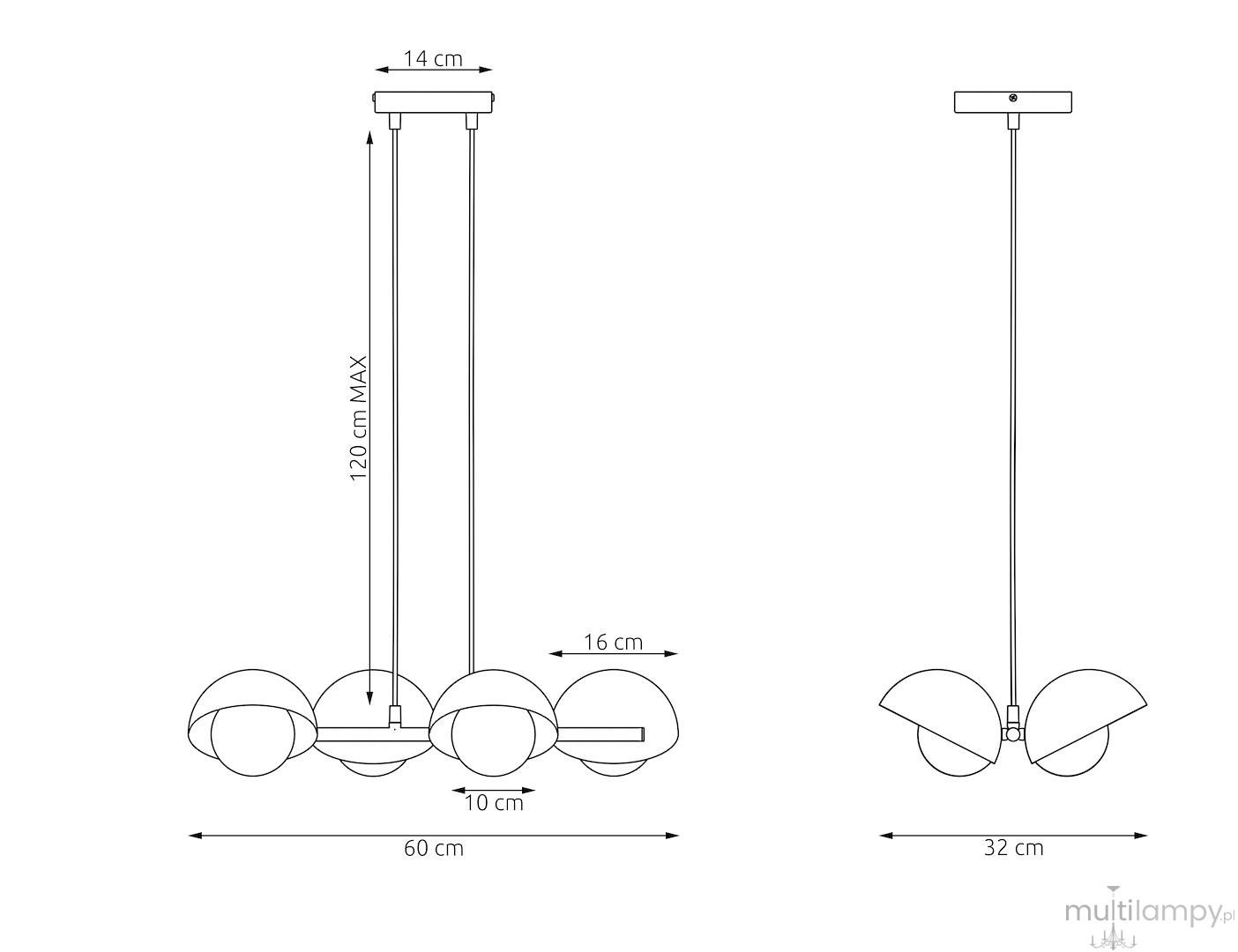 Boom lampa wisząca 4xG9 niebieska 1833/4