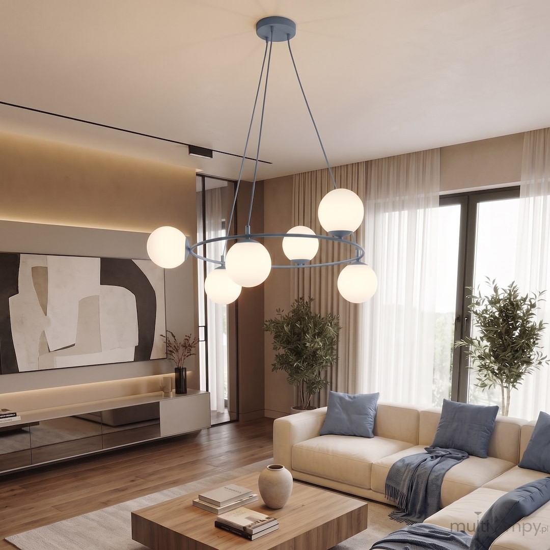 Azura lampa wisząca 6xE14 niebieska/biały 1830/6