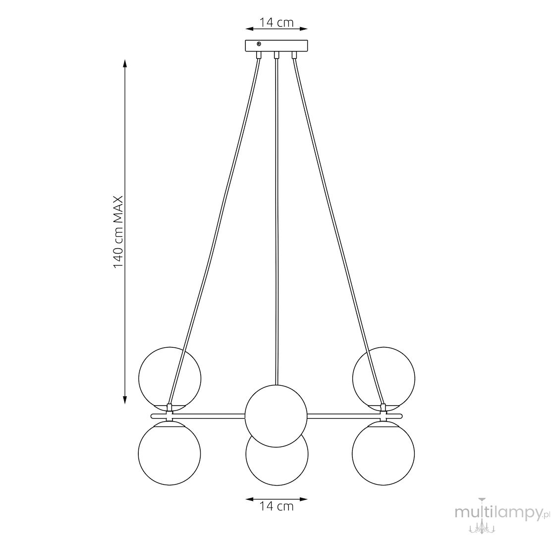 Azura lampa wisząca 6xE14 koral/biały 1831/6