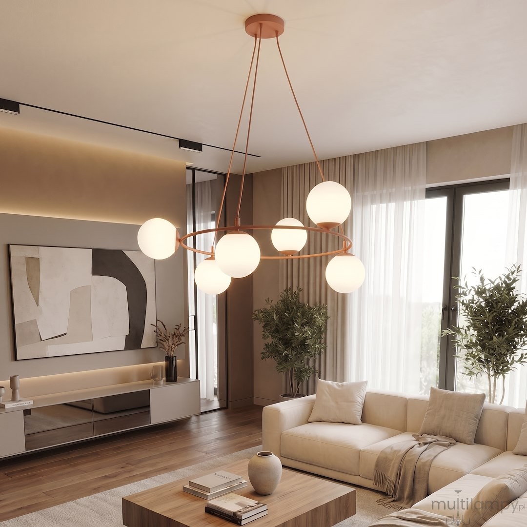 Azura lampa wisząca 6xE14 koral/biały 1831/6