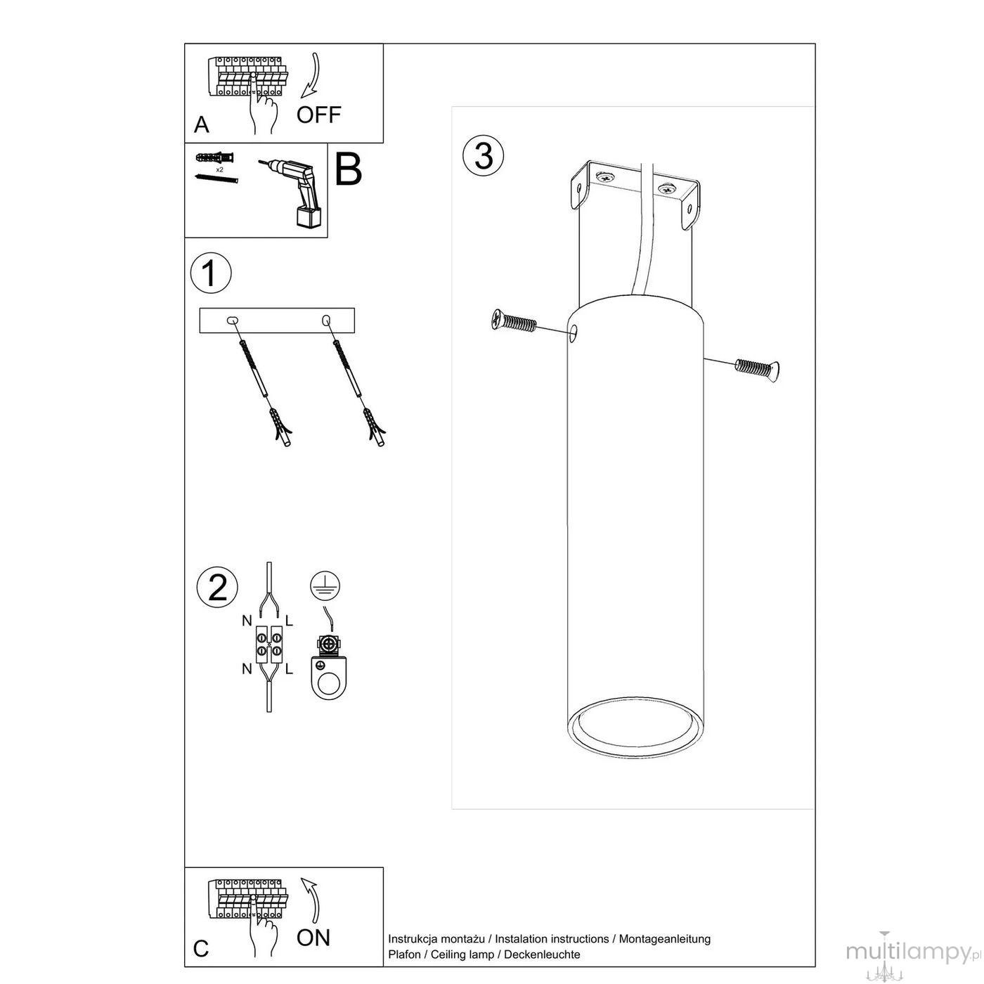Lagos H20 lampa sufitowa GU10 burgund SL.2075