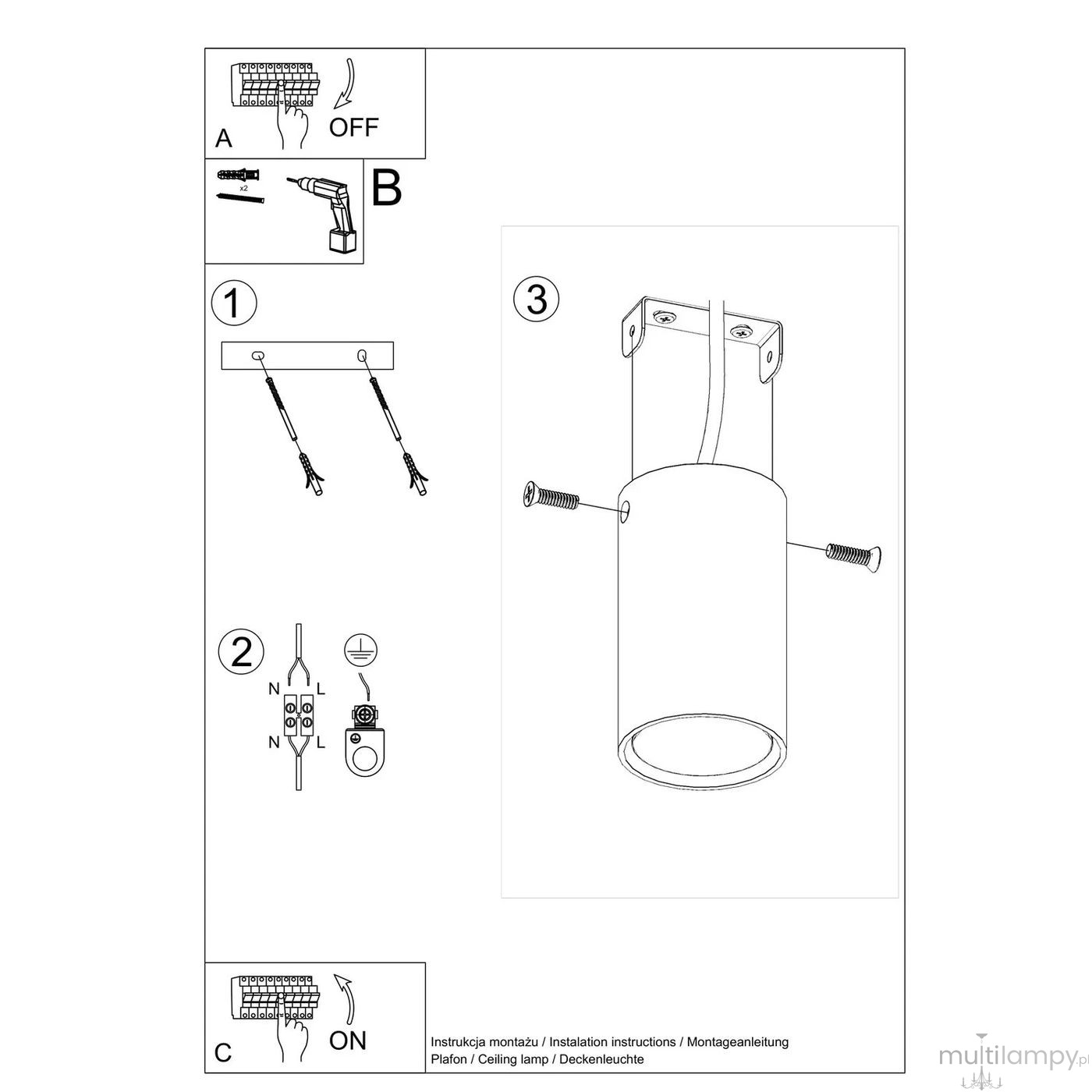 Lagos H10 lampa sufitowa GU10 ultramaryna SL.2070