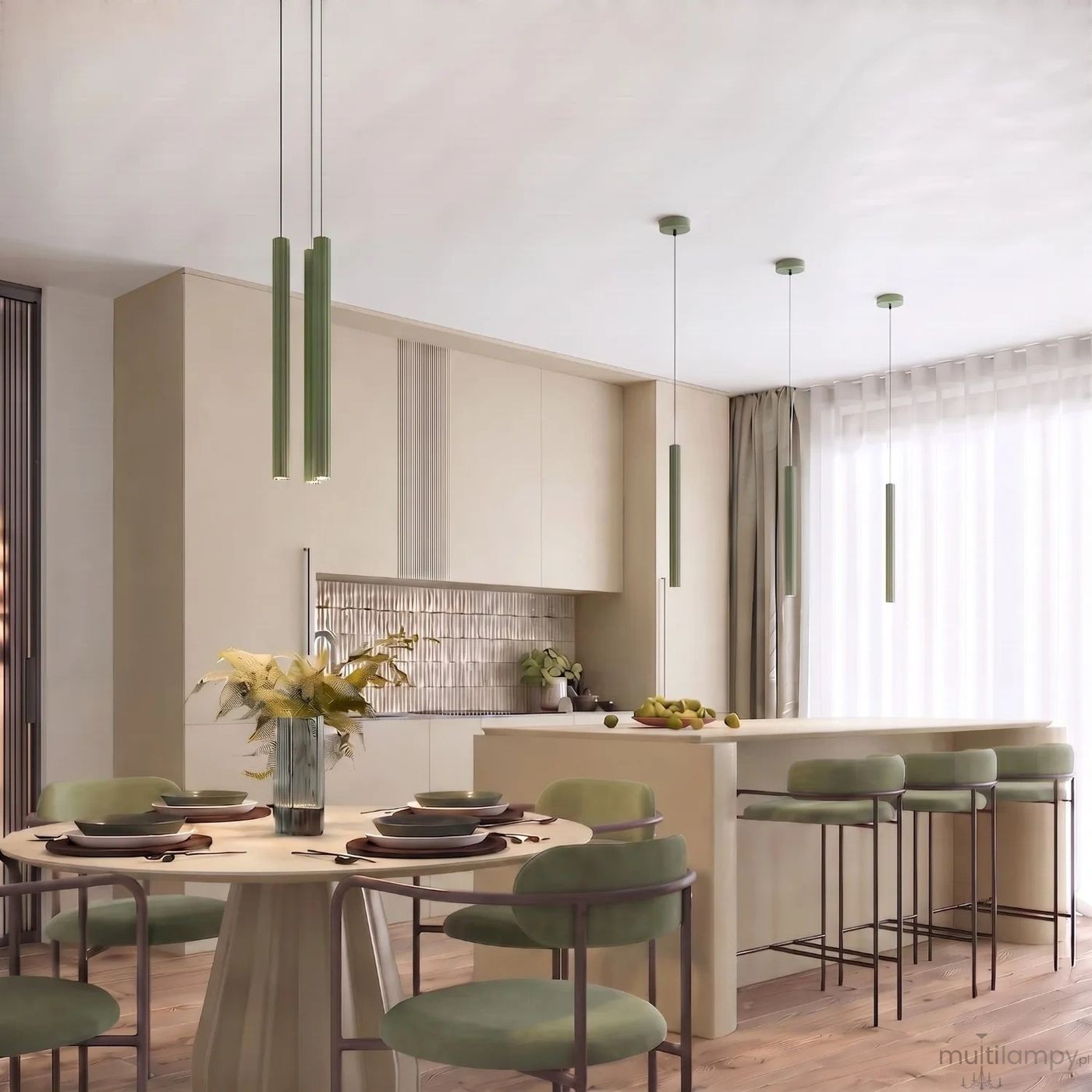 Arche lampa wisząca 3xG9 zielona oliwka SL.2050