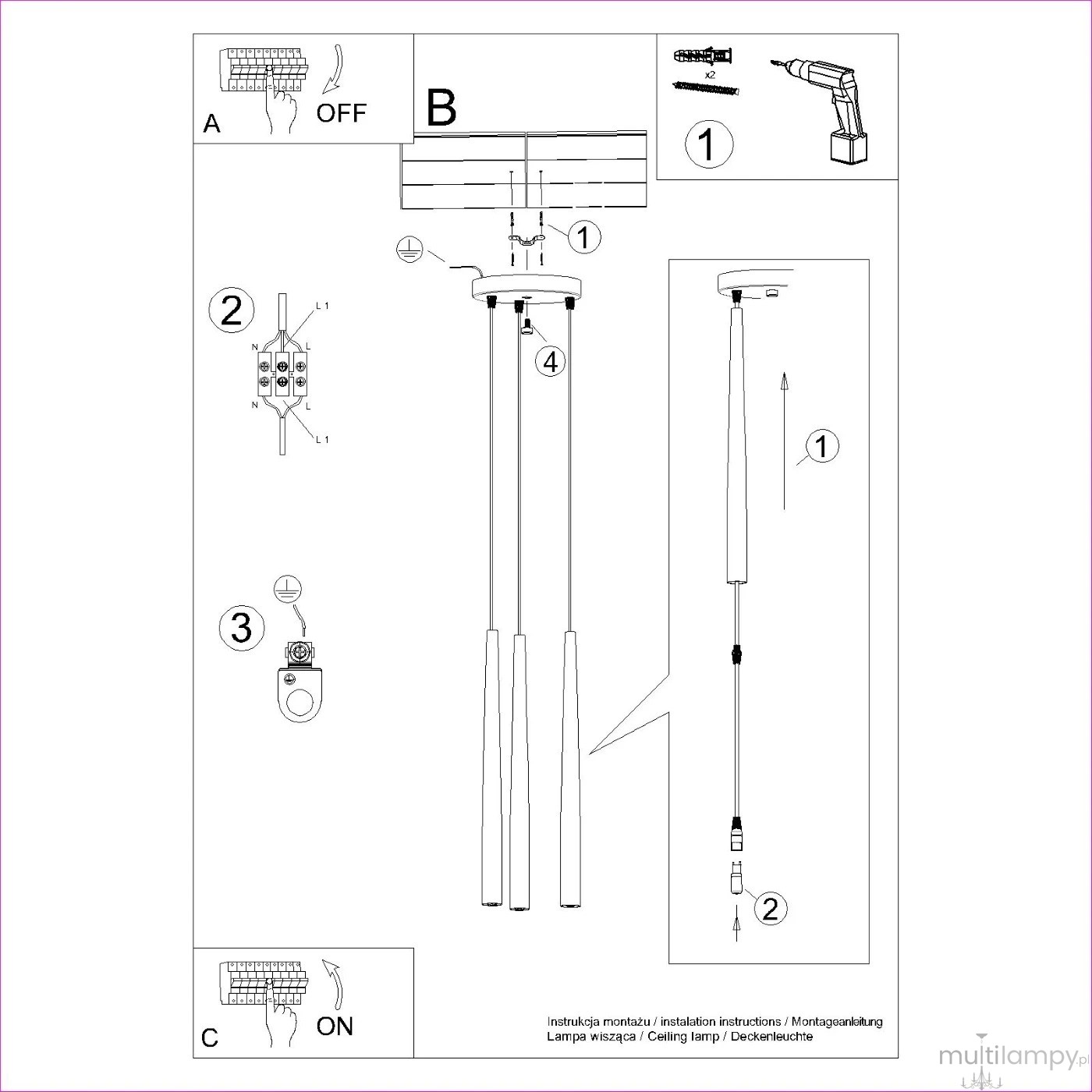 Bliss lampa wisząca 3xG9 czarna SL.1463