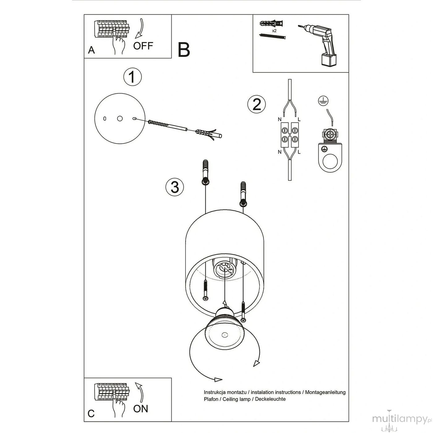 Orbis lampa sufitowa GU10 taupe SL.2090