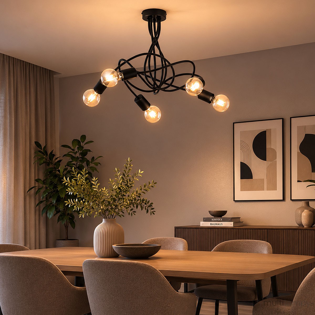 Colette lampa wisząca 5xE27 czarna 63471
