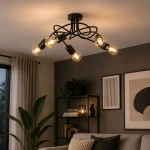 Peria lampa sufitowa 5xE27 czarna 63456