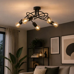 Peria lampa sufitowa 5xE27 czarna 63456