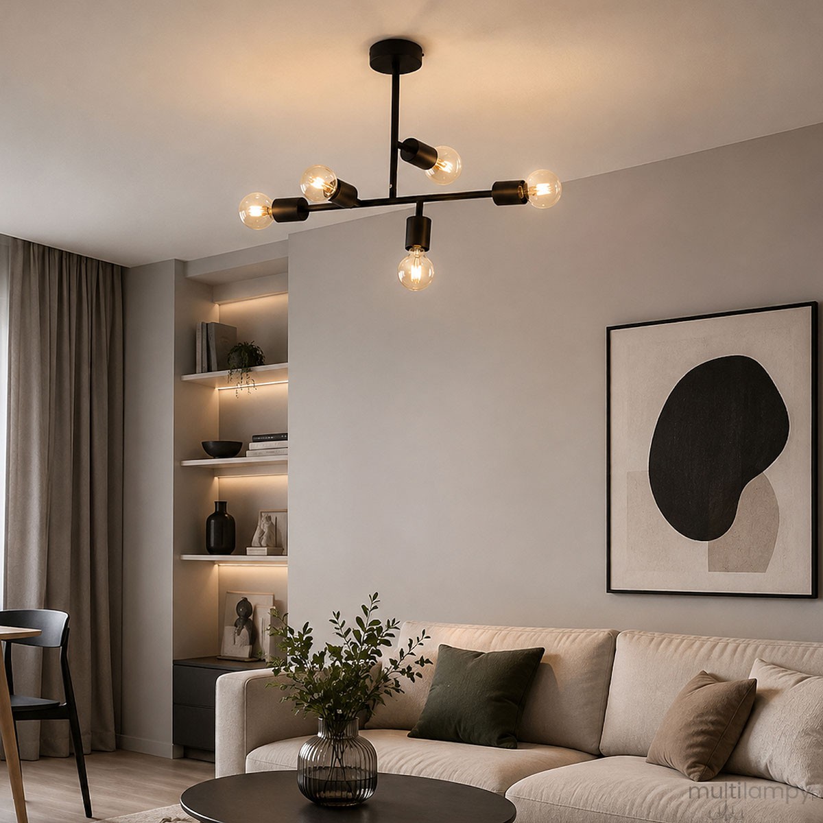 Etomi lampa wisząca 5xE27 czarna 63478