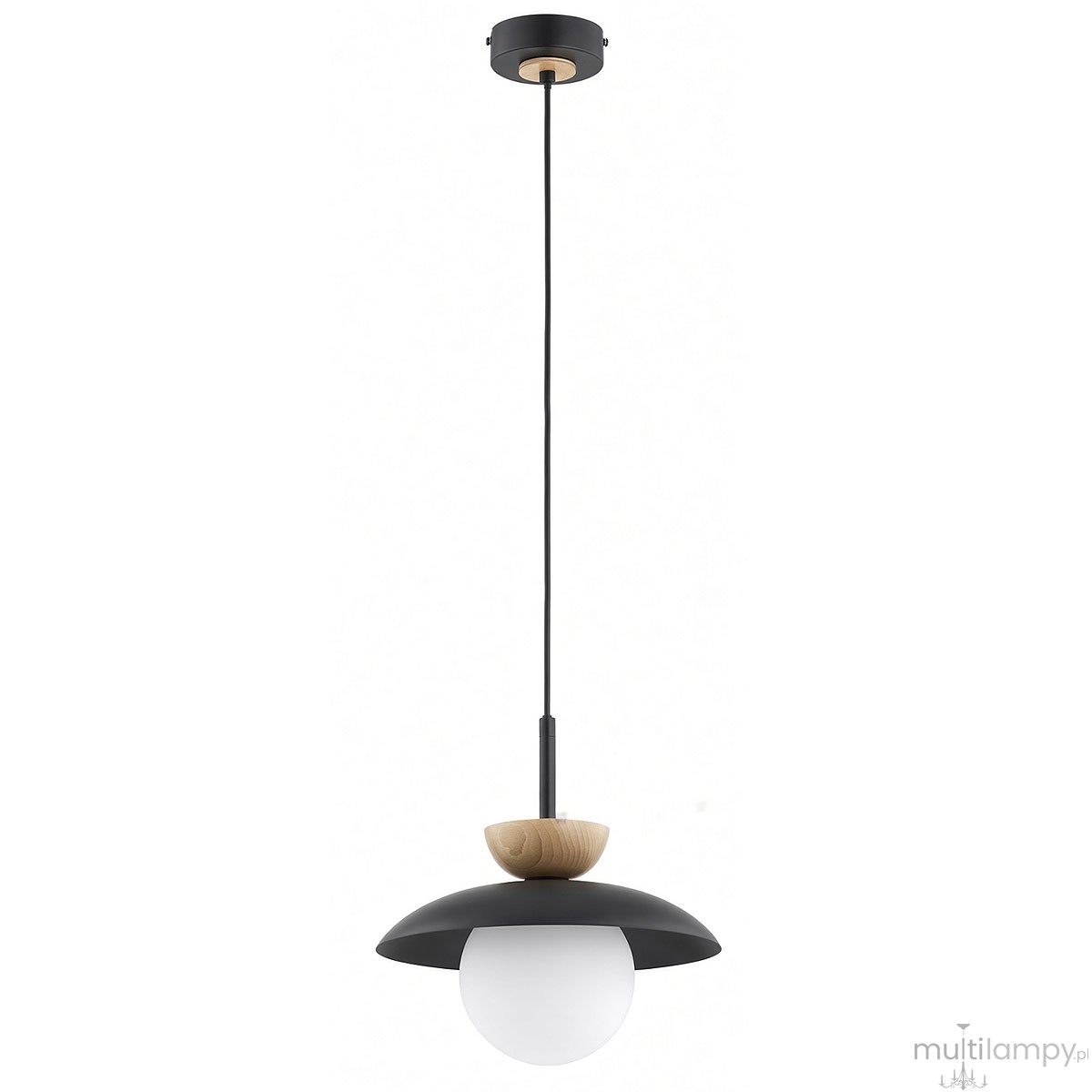Lometi lampa wisząca 1xE14 czarna/jasne drewno 61744