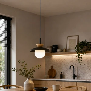 Lometi lampa wisząca 1xE14 czarna/jasne drewno 61744
