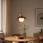 Lometi lampa wisząca 1xE14 bordowa/jasne drewno 61745