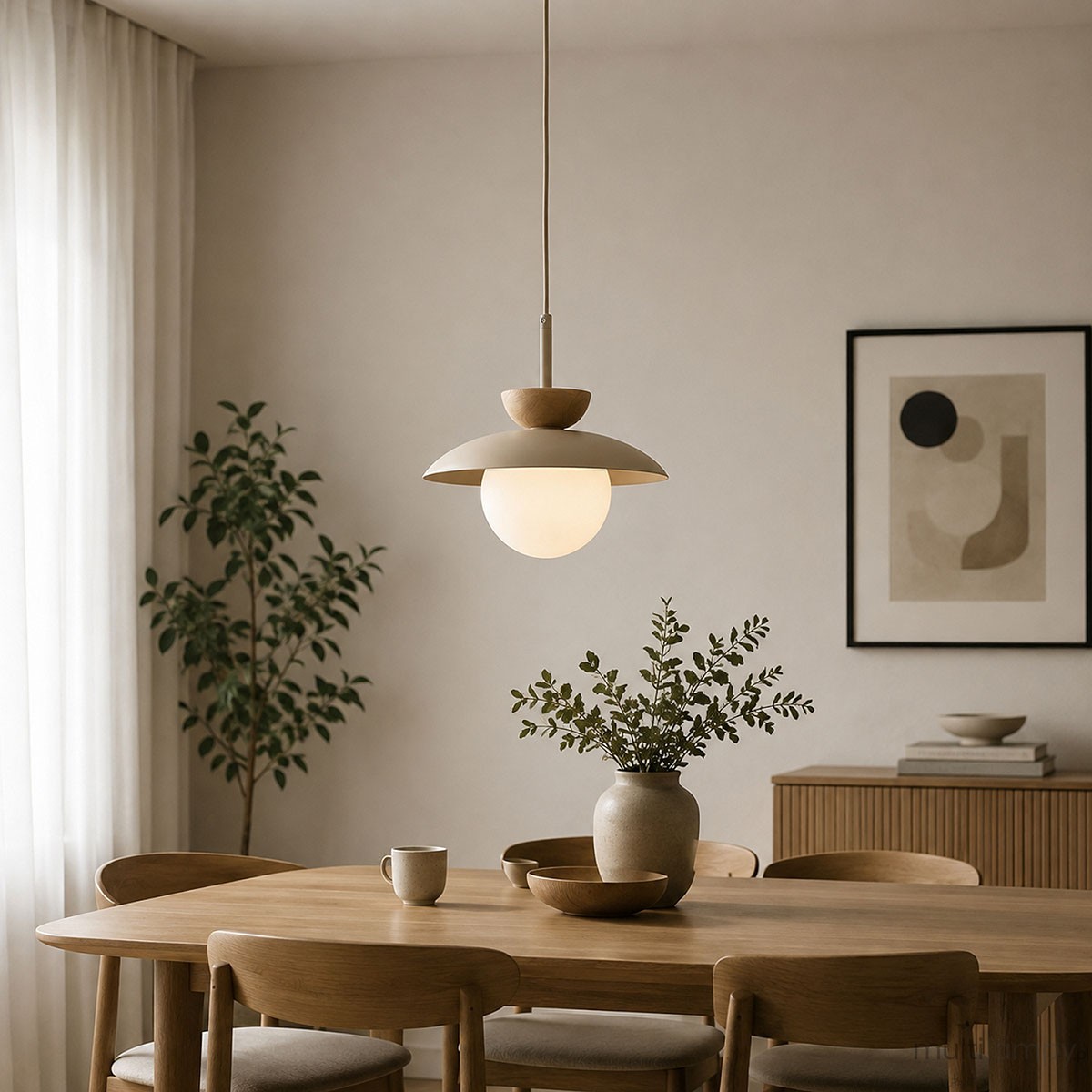 Lometi lampa wisząca 1xE14 beżowa/jasne drewno 61746