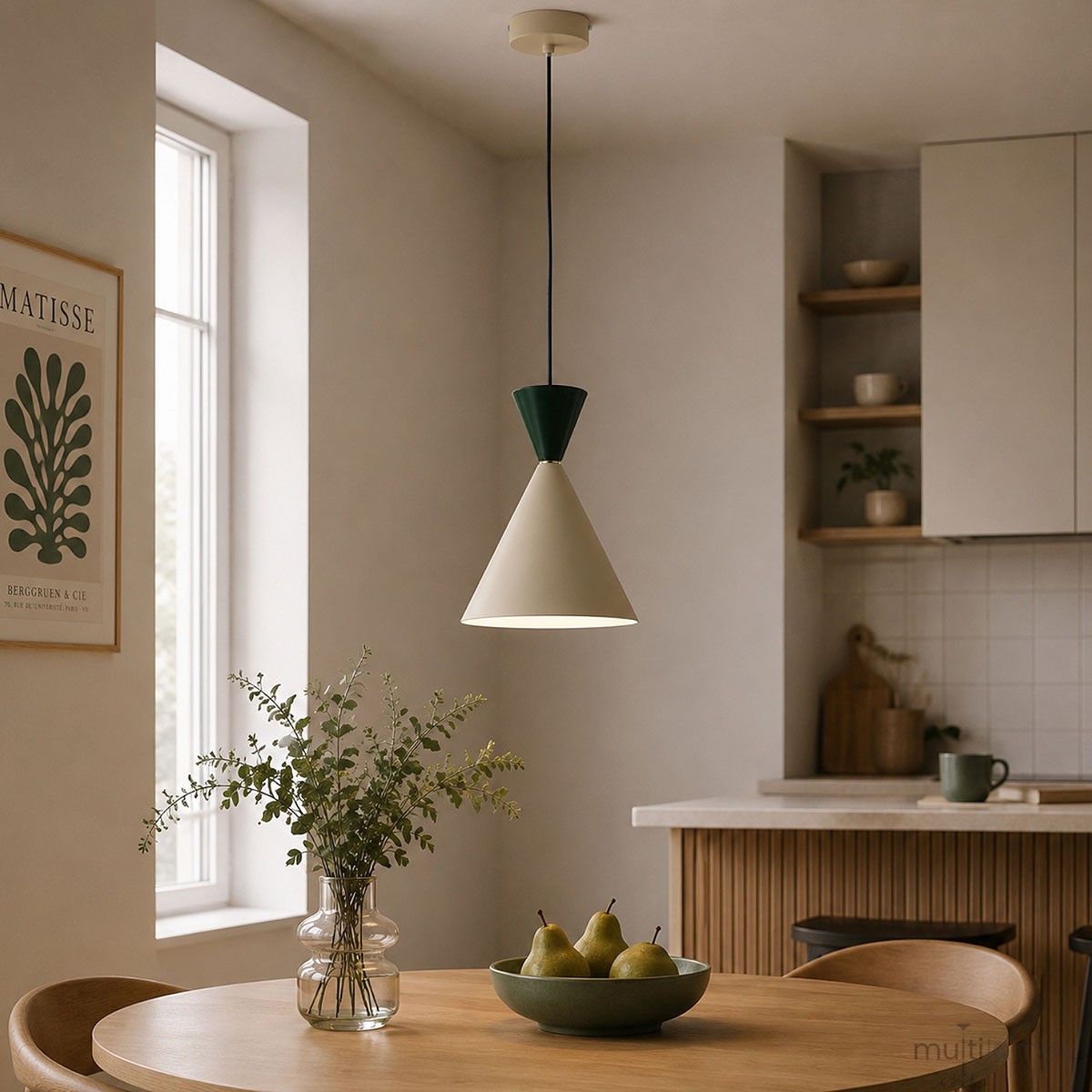 Entori lampa wisząca E27 beżowa/zielona 61600
