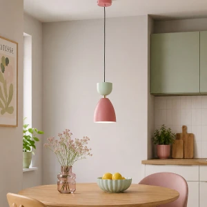 Entori lampa wisząca E27 różowa/miętowa 61602