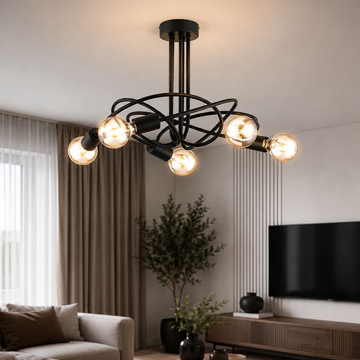 Empera lampa wisząca 5xE27 czarna 63468